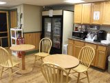 Dining and sitting area inside the camp store at Oak Park Kampground